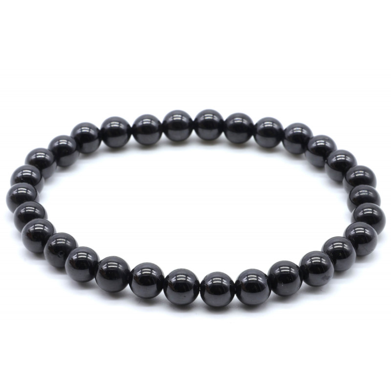 Bracelet Spinelle Noire perles 6mm